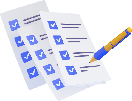 3d-illustration-pen-putting-blue-ticks-paper 2